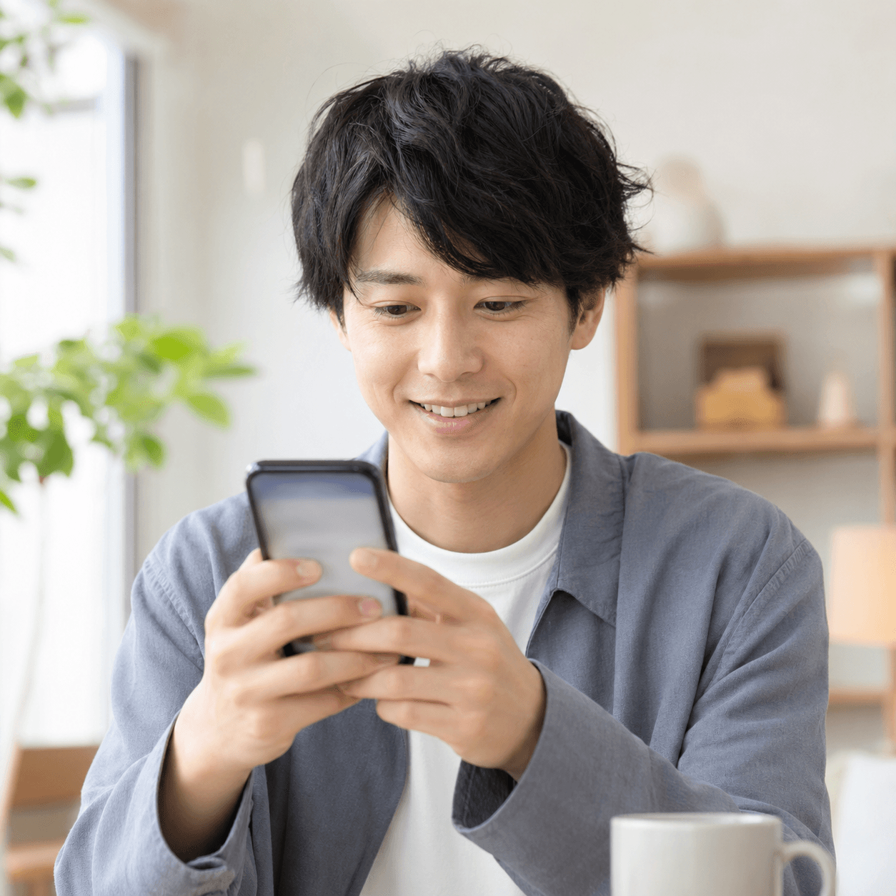 スマートフォンを見る求職者